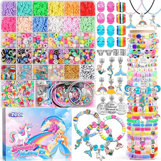 ZOOI Bracelet Making Kit for Girls, Friendship Charm Bracelet Making Kit, Arts and Crafts for Kids Girls Ages 8-12, Girl Toys Age 6-8, Jewelry Making Kit, Crafts Gifts for 6-12 Year Old Girl