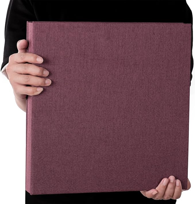 Large Photo Album Self Adhesive 4x6 5x7 3x5 8.5x11 Scrapbook Magnetic Album DIY Scrap Book Length 13 x Width 12.8 (Inches) 120 Sticky Pages Linen Cover DIY Photo Album (PurPle)