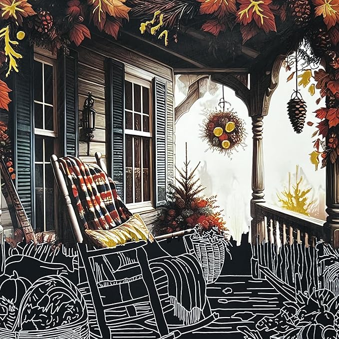 Brea Reese: Scratch Art Paper Pad - Fall Florals - 14 Sheets, 7 Guided Art Designs, Metallic Accents, Stylus & Brush, 6x8 Pages, DIY Adult Craft Kit