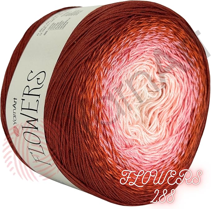 YarnArt Flowers – Gradient Cotton Acrylic Blend, 250g (8.8 oz), 1094 yds, Lightweight Sport Yarn for Crochet, Knitting, Shawls, Summer Projects (288)