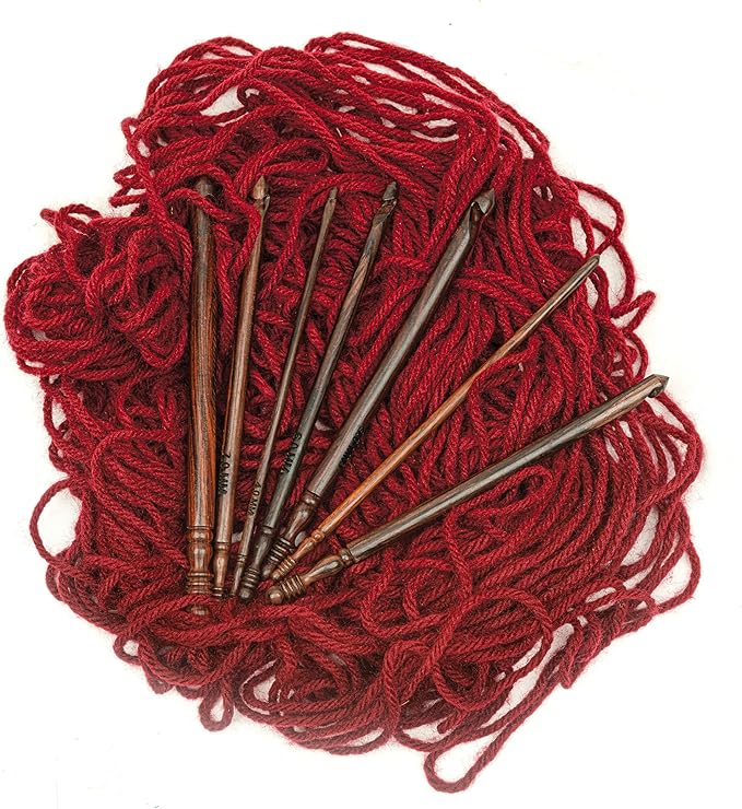 Ergonomic Crochet Sets - Wooden Crochet Hook, Crochet Kit for Beginners, Gifts for Crocheters (Set of 7)