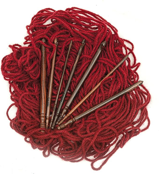 Ergonomic Crochet Sets - Wooden Crochet Hook, Crochet Kit for Beginners, Gifts for Crocheters (Set of 7)