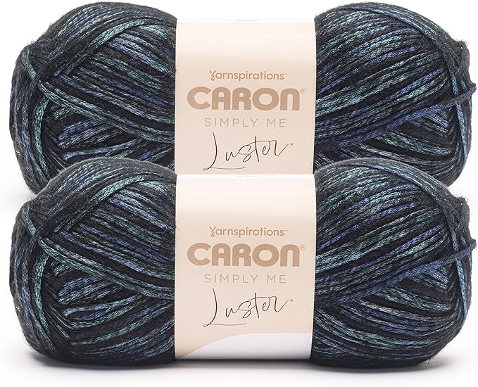 Caron Simply Me Luster Sodalite Yarn - 2 Pack of 170g/6oz - 65% Nylon, 35% Acrylic - #4 Worsted (Medium) - 360 Yards - Knitting/Crochet