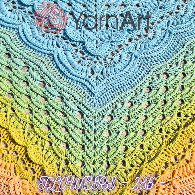 YarnArt Flowers – Gradient Cotton Acrylic Blend, 250g (8.8 oz), 1094 yds, Lightweight Sport Yarn for Crochet, Knitting, Shawls, Summer Projects (285)