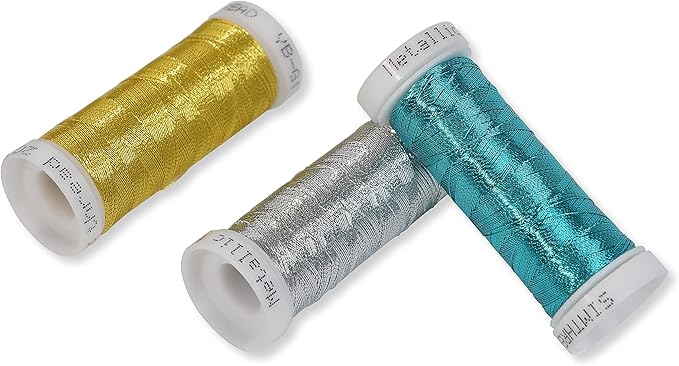 Simthread 6 Assorted Colors Metallic Machine/Hand Embroidery Thread 200 Yards Ea for Janome Brother Pfaff Babylock Singer Bernina Husqvaran & Most Home Embroidery Machines Special Embroidery Designs