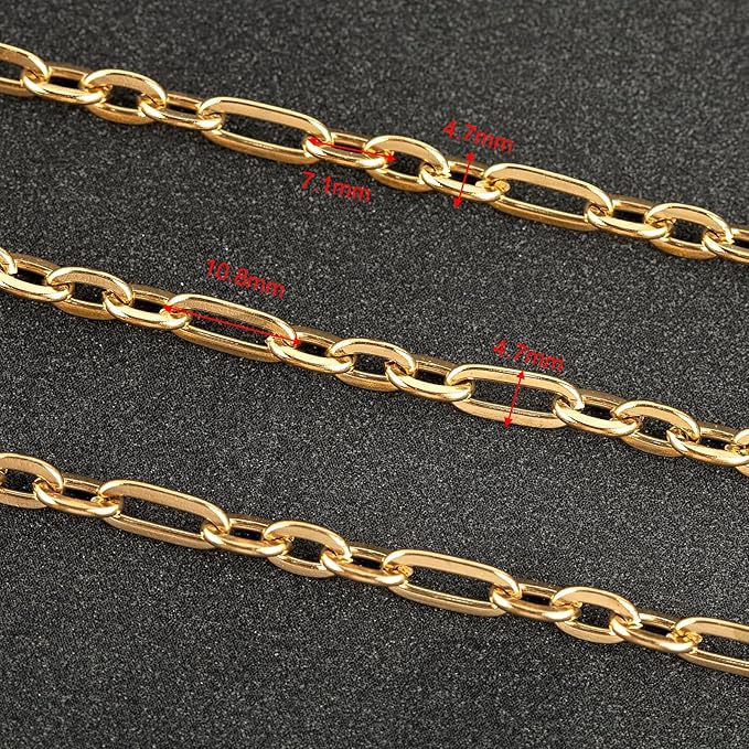 UMAOKANG 16.4 Feet Gold Plated Chain for Jewelry Making Stainless Steel Paperclip Chain Necklace Bracelet DIY Jewelry Supplies Findings