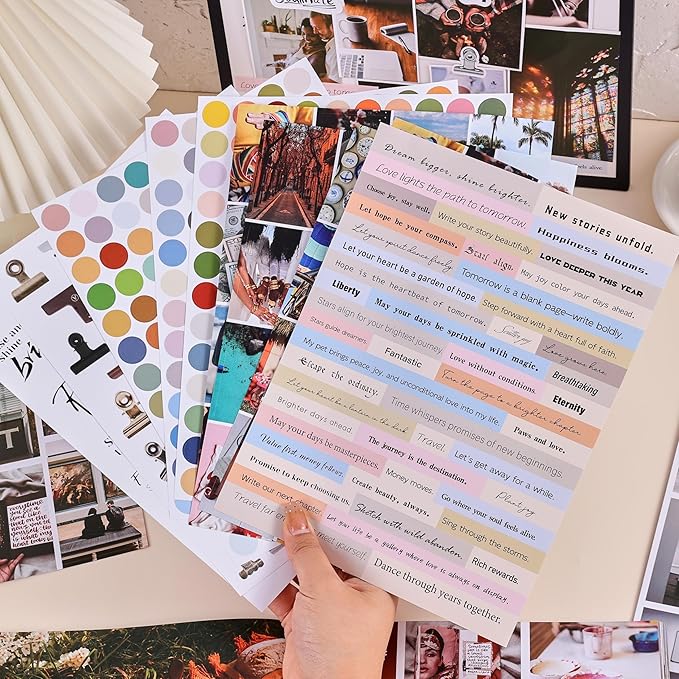 Vision Board Book, 1400+ Inspirational Pictures Quotes & Stickers, Vision Board Kit for Women, Magazine Pictures for Vision Board, Realize Dreams and Create Life Goals, Collage Book for Manifestation