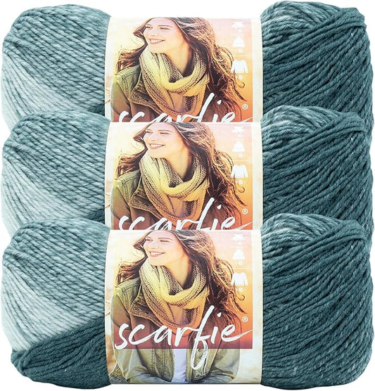 (3-Pack) Lion Brand Yarn 826-233L Scarfie Yarn, Pale Grey/Bluestone
