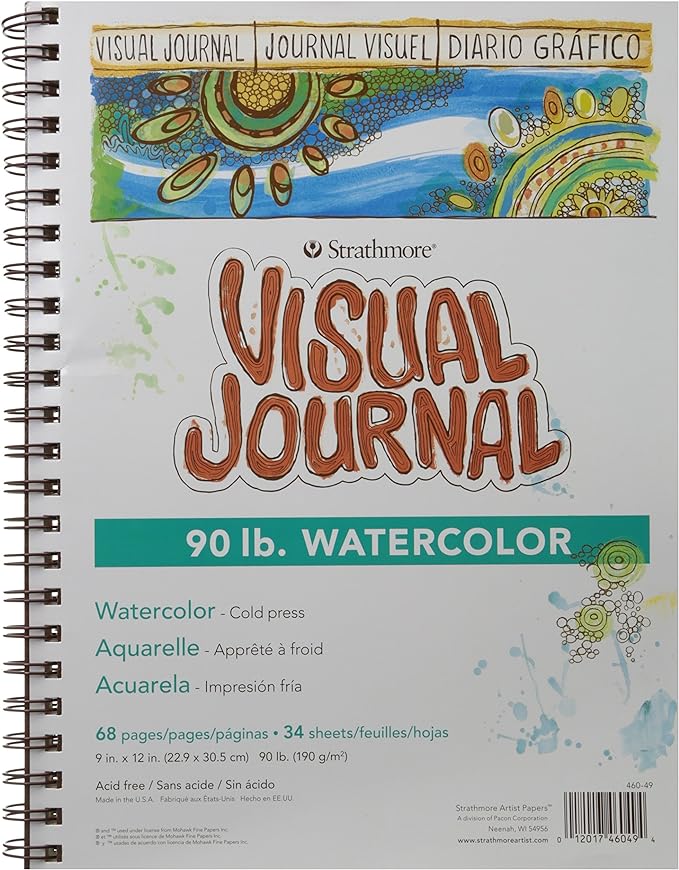 Strathmore 400 Series Visual Watercolor Journal, 90 LB 9"x12" Cold Press, Wire Bound, 34 Sheets