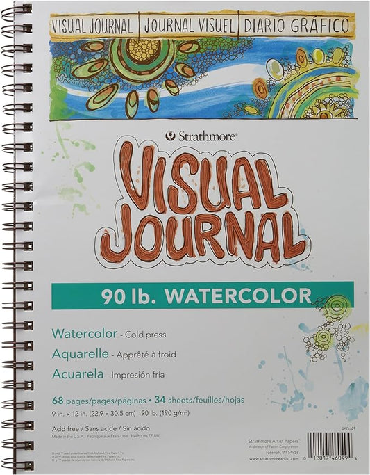 Strathmore 400 Series Visual Watercolor Journal, 90 LB 9"x12" Cold Press, Wire Bound, 34 Sheets