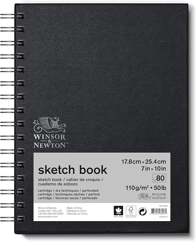 Winsor & Newton Classic Spiral Sketch Book, 7x10", 80 sheets, Natural White