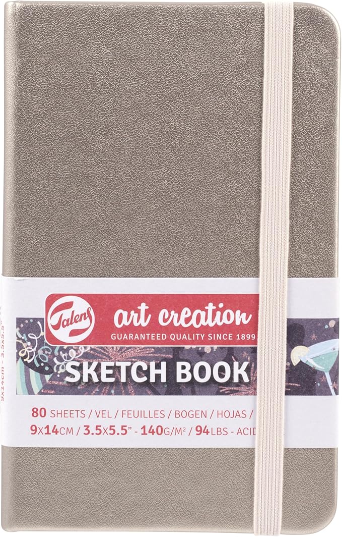 Talens Art Creation T9314-241M 454461 Talens Art Creation Sketchbook, Drawing Notebook, 3.5 x 5.5 inches (9 x 14 cm), Pink Champagne, 4.9 oz/yd² Thick, 5.9 oz/yd² (140 g/m2), Fine Acid-Free Paper, 80