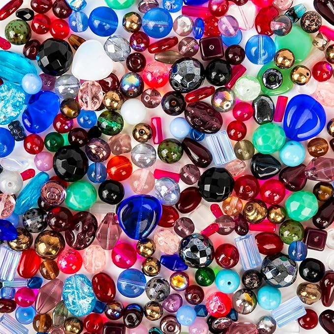 Assorted Glass Beads for Jewelry Making, DIY Lamp Work, Arts and Crafts, and Decorative Hobby Artistry, Colorful Crystal Assortment Bulk Mix, 4-18mm, Half Pound (3)