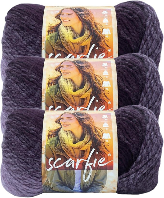 (3 Pack) Lion Brand Yarn Scarfie Yarn, Eggplant/Lilac