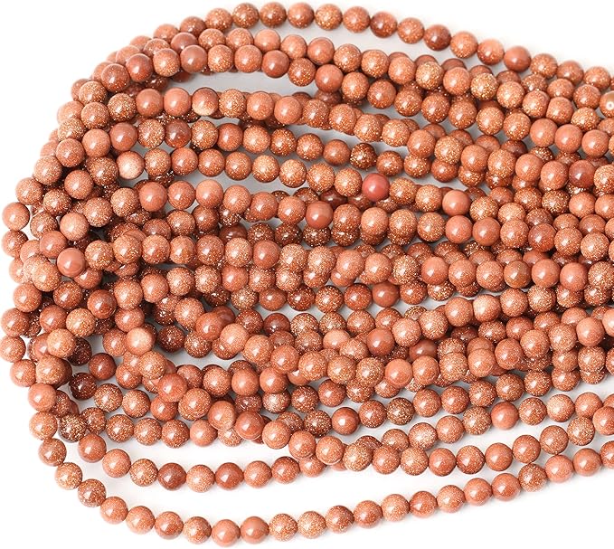 cheavian 60pcs 6mm gold sandstone gemstone round loose beads for jewelry making 1 strand 15"