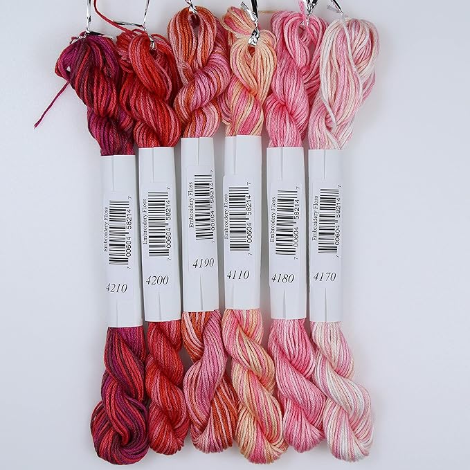 KCS Big skeins of 25 Meters Size 25 Color Variegated Cross Stitch Stranded Threads,6 skeins,11