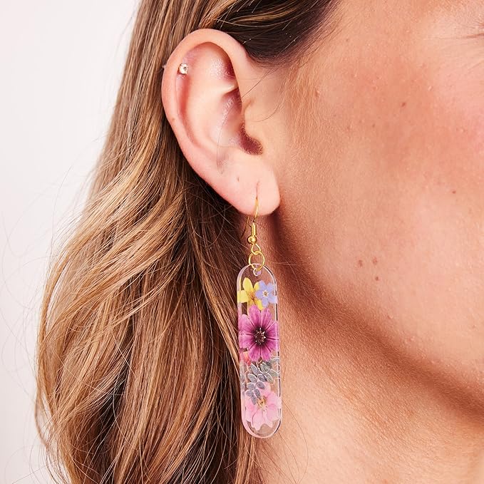 Faber-Castell Pressed Floral Acrylic Earrings - Create 3 Earrings, Jewelry Making Kit and Crafts for Adults, Pressed Floral Earring Making Kit, Easter Basket Stuffers