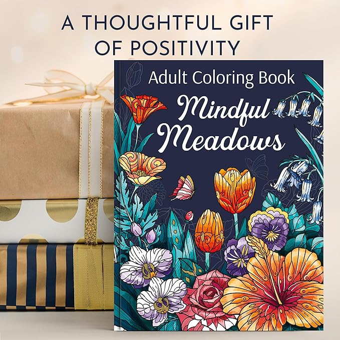 RYVE Coloring Book for Adults Relaxation - Beautiful Designs to Promote Mindfulness & Relaxation - Adult Coloring Book for Women & Men, Anxiety and Stress Relief Gifts for Women, Flower Designs