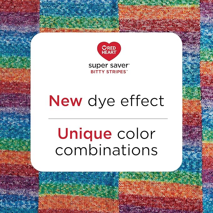 Red Heart Super Saver Bitty Stripes Mermaid Yarn - 2 Pack of 10oz/283g - 100% Acrylic - #4 Worsted (Medium) - 515 Yards - Knitting/Crochet