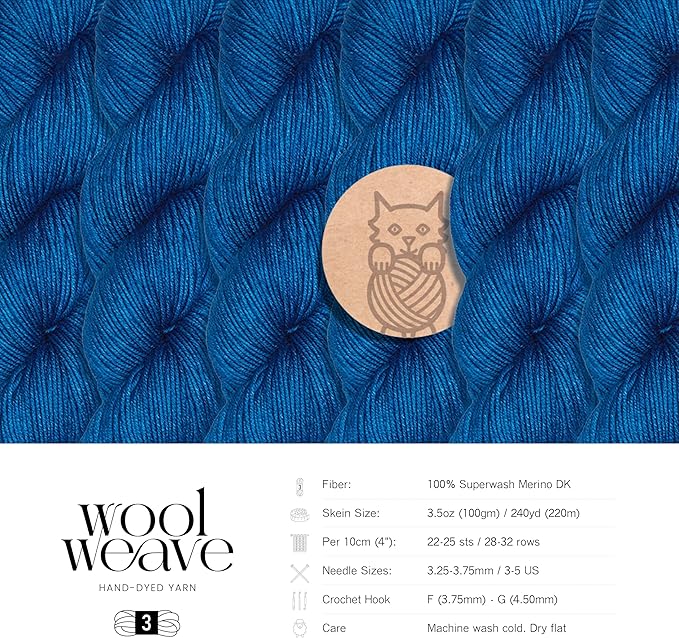 Superwash Merino Wool Yarn for Knitting & Crocheting - Premium Hand Dyed Yarn, 100gr, 240 Yards, Dk Weight - Luxurious, Soft & Durable Blue Yarns