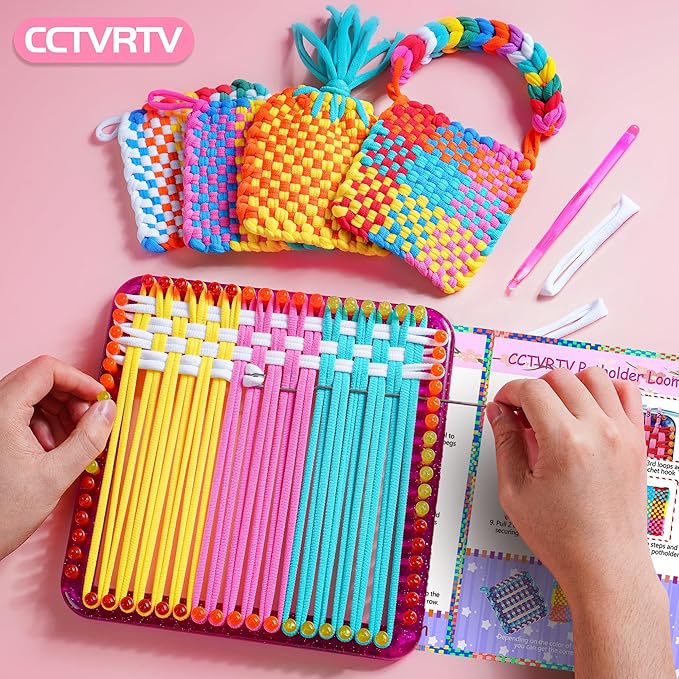 CCTVRTV Weaving Loom Kit Toys for Kids and Adults, Potholder Loops DIY Arts and Crafts for Boys and Girls Ages 5 6 7 8-12 13, Easy Potholder Loom Knitting Kits Gifts for Beginners, 252 Craft Loops