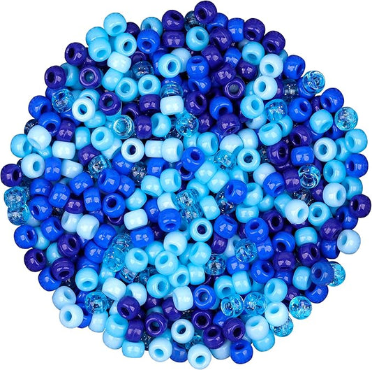 gmma 1000 pcs blue pony beads for bracelet colourful plastic beads for jewelry making winter beads for friendship bracelets 6x9mm beads for hanukkah friendship winter holiday party decoration supplies