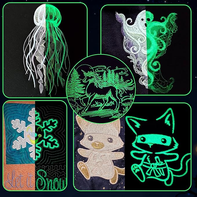 New brothread Single Huge Spool Luminary Glow in The Dark Embroidery Machine Thread Kit 30WT 2500M(2735Y) Each Spool for Embroidery, Quilting, Sewing-G774
