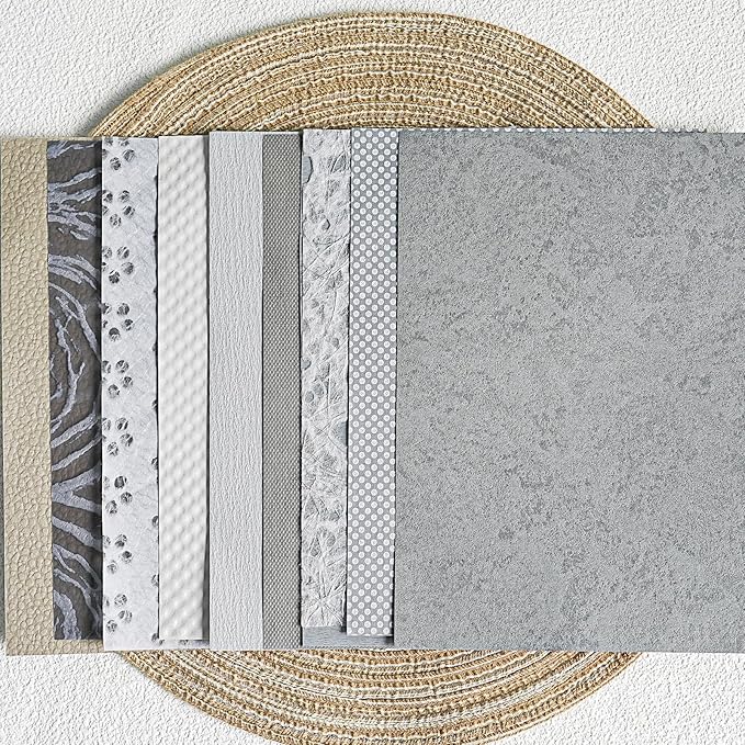 30Pcs Unique Handmade Textured Scrapbook Paper&Mesh Fabric set - A5 sheet Black&Gray Craft Mulberry Special Mix for Scrapbooking Junk Journaling Supplies Card Collage DIY Materials, 5.8x8.2 inches