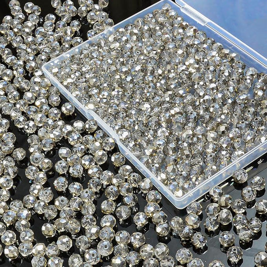laopottbeads 460pcs 8mm crystal glass beads for jewelry making beads for bracelets necklace pendants making supplies(gray)