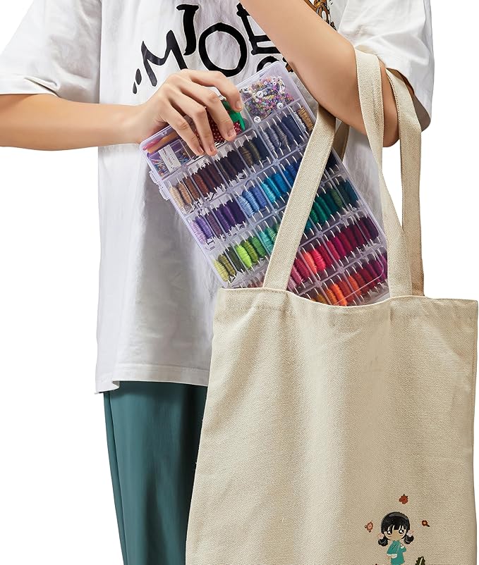 XMZCOLA Embroidery kit for Beginners Adults,1200 Pcs + Friendship Bracelet String Kits with Storage Box,95 Colors Embroidery Thread and 1000 Crafts Beads,Embroidery Floss and Accessories
