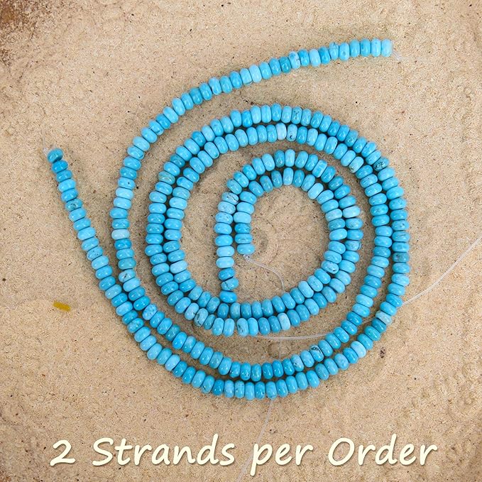 2 Strands (300PCs) Natural Blue Turquoise Rondelle Beads, 2 * 4mm Gemstone Loose Spacer Abacus Disk Beads for DIY Bracelet Necklace Earrings Jewelry Making, Craft Supplies Beading Kit