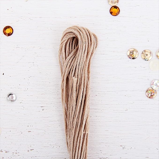 12 Skeins ThreadArt Premium Egyptian Long Fiber Cotton Embroidery Floss | Beige | 6 Strand Divisible Thread 8.75yds Each for Hand Embroidery, Friendship Bracelets, Cross Stitch and Crafts