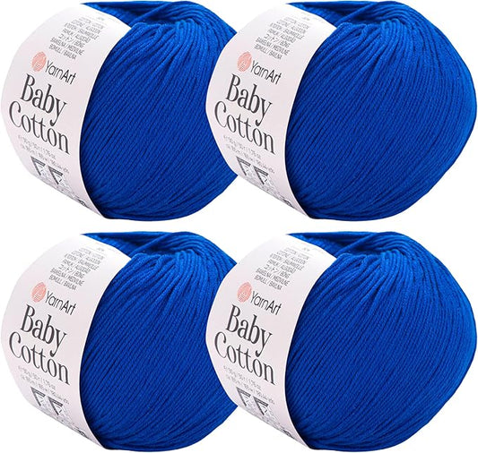 YarnArt Baby Cotton Yarn 4-Pack – Soft Knitting Yarn for Baby & Summer, 50% Cotton 50% Acrylic, 1.76 Oz Each, 180.44 Yds/Skein – Ideal for Amigurumi & Crochet Projects (456)