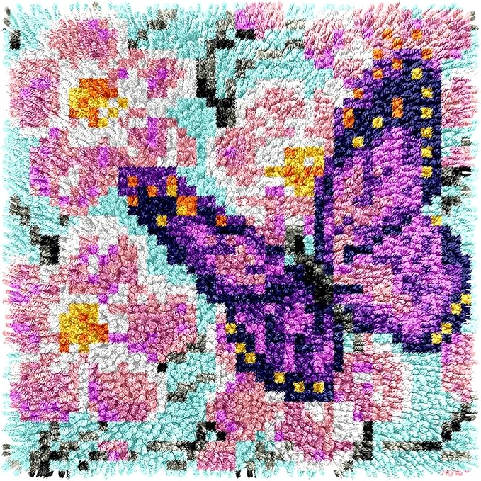 Manzapu Latch Hook Rug Kits for Adults Beginners, 30cm*30cm Small Home Decor Rugs Making Kit with Crochet Tool ＆ Precut Yarns and Coded Canvas Christmax Halloween Craft Gifts for Women Mom