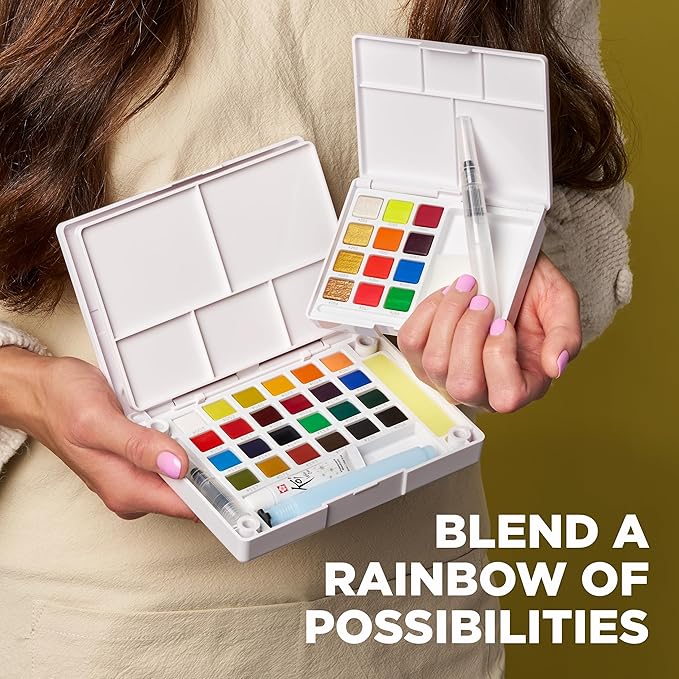 SAKURA XNCW-72N Koi Studio Set with 72 Assorted Watercolors Includes 2 Water Brushes