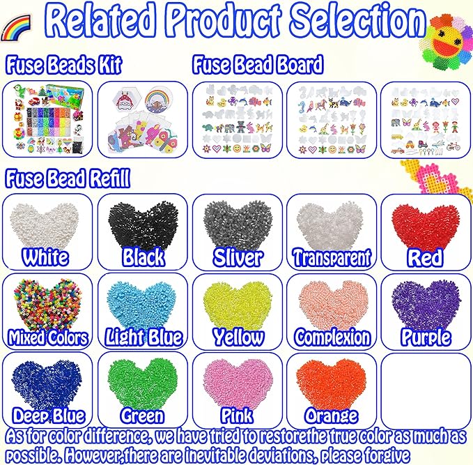 yowamho 6000 pcs fuse beads - 5mm complexion melting beads for crafts, hama bulk refill kit