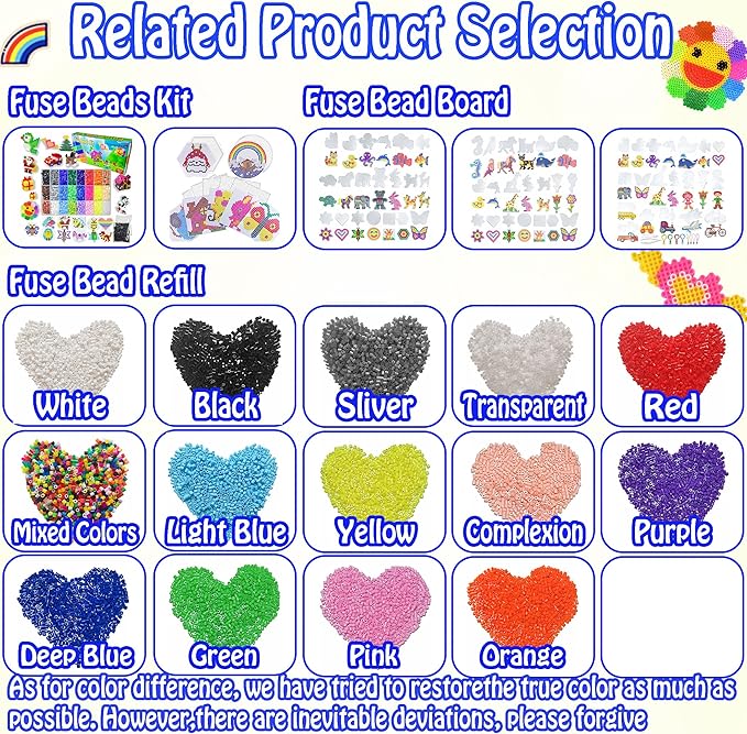 yowamho 1000 pcs beads fuse beads - 5mm yellow melting beads for crafts, hama beads bulk refill kit.