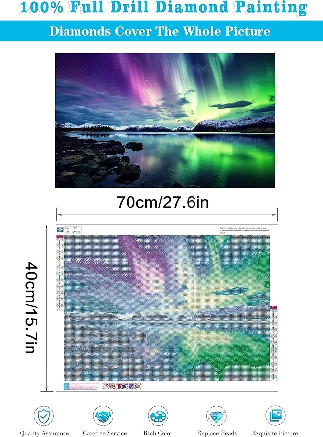 Meothan 5D Large Diamond Painting Kits for Adults, Big Northern Lights Diamond Art Kits for Adult, Full Drill Aurora Diamond Gem Art Dots Paintings Crafts for Home Wall Decor Gifts 27.6x15.8inch