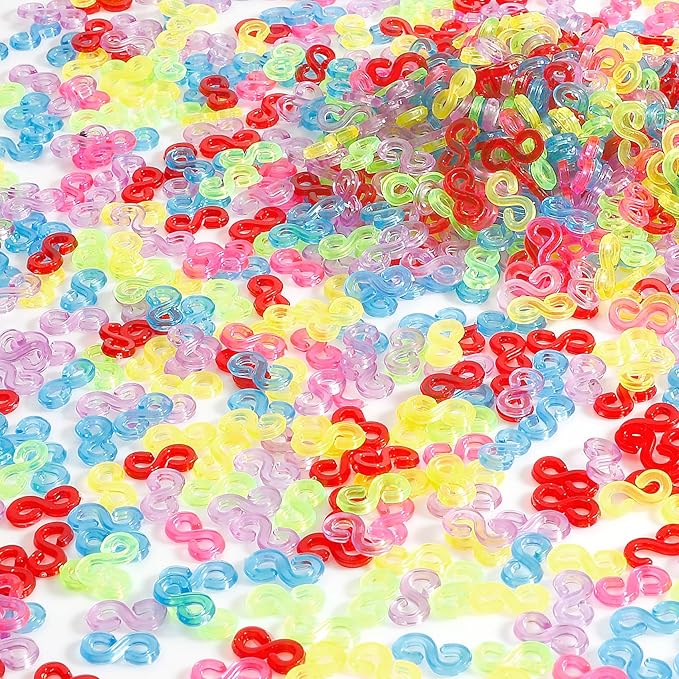 S Clips,1000 Pieces, Colorful, Loom Rubber Band Clips, Plastic Band Clips, Bracelets DIY Making Refill Kit, Connectors Refills, Loom Bracelets DIY Handicrafts, Exquisite Gadgets.