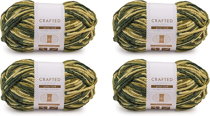 Crafted By Catherine Blanket Multi Yarn - 4 Pack (213 Yards Each Skein), Camouflage Multi, Gauge 6 Super Bulky