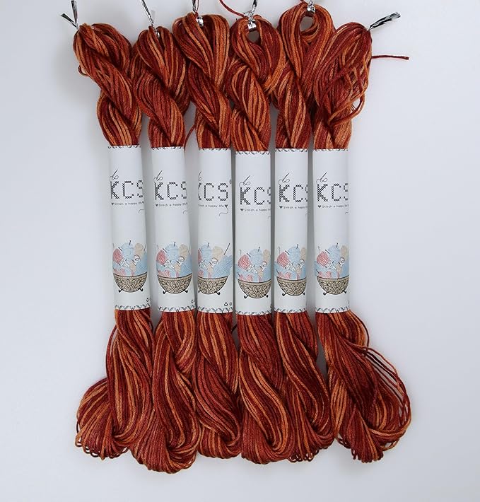 KCS Big skeins of 25 Meters Size 25 Color Variegated Cross Stitch Stranded Threads,6 skeins,69