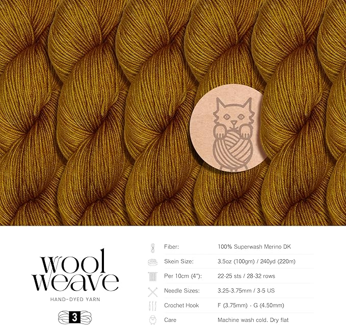 Superwash Merino Wool Yarn for Knitting & Crocheting - Premium Hand Dyed Yarns, 100gr, 240 Yards, Dk Weight - Luxurious, Soft & Durable Yellow Yarn