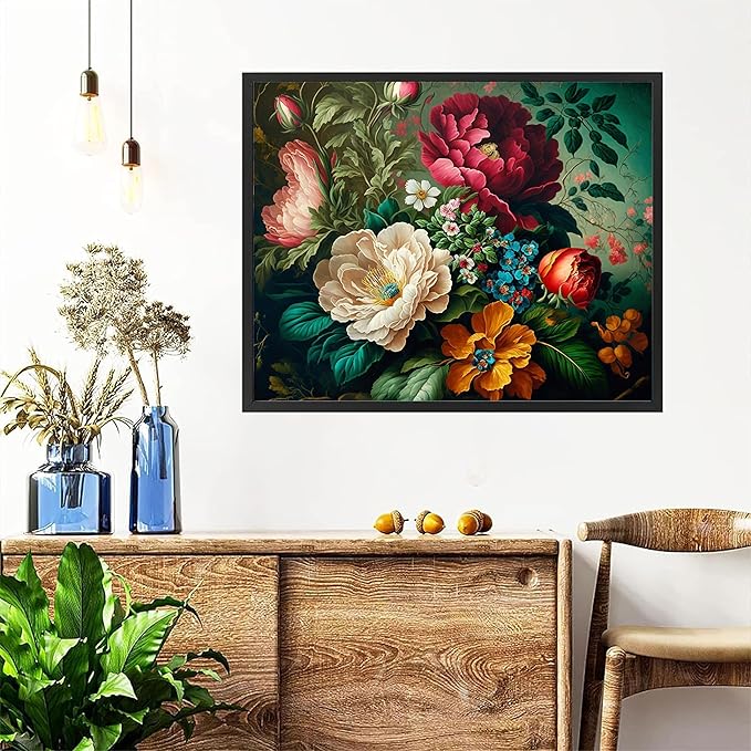 Peony Paint by Numbers for Adults with Framed Canvas-with Wooden Easel,Paint by Number on Canvas Flowers,DIY Acrylic Oil Painting Kits with Brushes Nice Gift Box for Home Wall Decor(16x20inch)