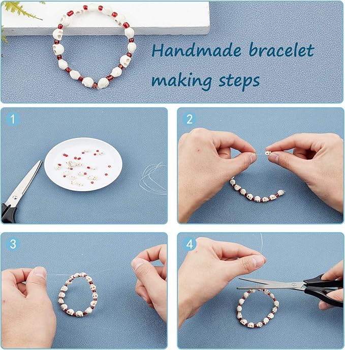 arricraft 10 Strands Creamy White Synthetic Turquoise Bead Strands Skull Shape for Jewelry Making, About 52pcs/Strand, 15.7"