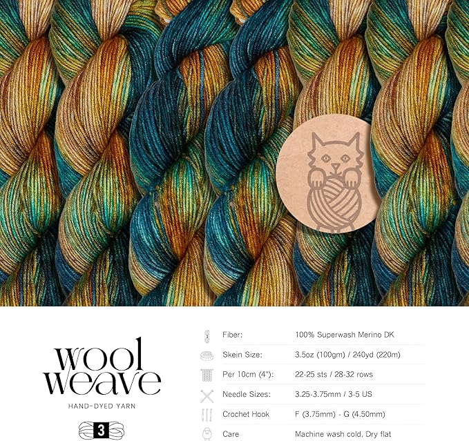 Superwash Merino Wool Yarn for Knitting & Crocheting - Hand Dyed, 100gr, 240 Yards Dk Weight - Luxurious, Soft & Durable Variegated Yarn