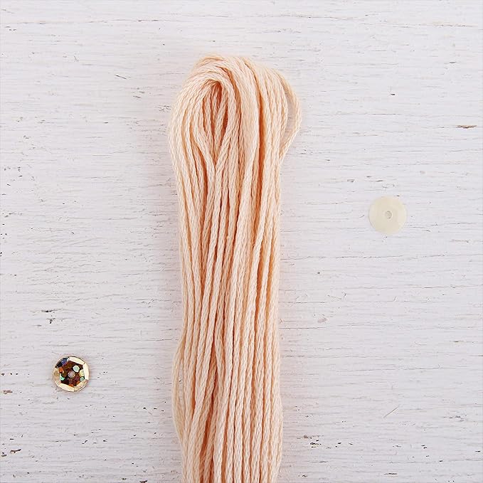12 Skeins ThreadArt Premium Egyptian Long Fiber Cotton Embroidery Floss | Light Peach | 6 Strand Divisible Thread 8.75yds Each for Hand Embroidery, Friendship Bracelets, Cross Stitch and Crafts