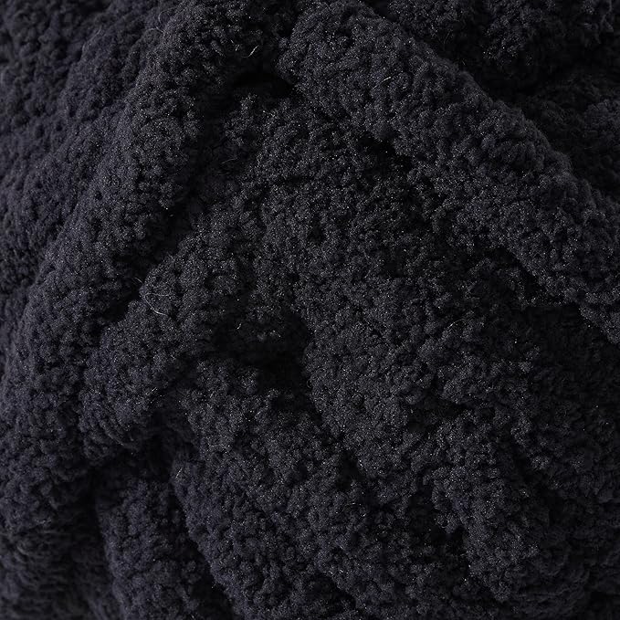 Crafted By Catherine Chunky Chenille Yarn - 8 Pack (8 oz / 227 g, 31.7 Yards Each Skein), Black, Gauge 7 Jumbo