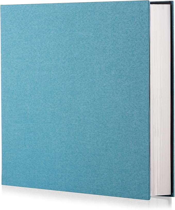 Sky Blue Photo Album Self Adhesive Scrapbook Album for 4×6 Photos/Pictures DIY Linen Cover Album 15 Sheets/30 Blank Pages for Family Wedding, Birthday, Christmas, Anniversary