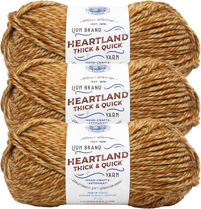 Lion Brand Yarn Heartland Thick & Quick Bulky Heathered Yarn for Knitting and Crochet, Zilker, 3 Pack