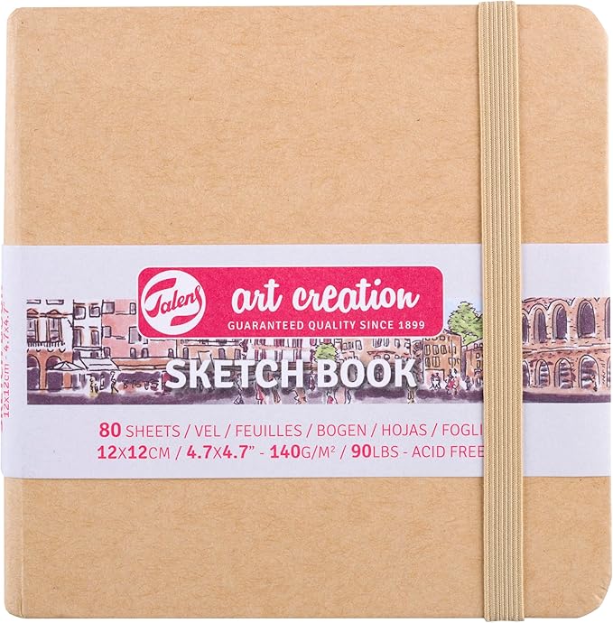 talens japan t9314-434m 452361 art creation sketchbook, drawing notebook, 4.7 x 4.7 inches (12 x 12 cm), craft paper